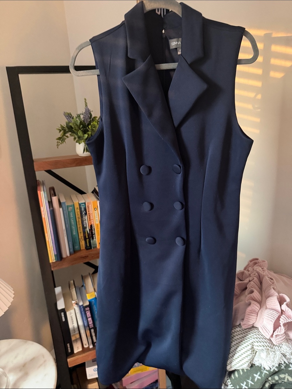 Donna Ricco Navy Blue Sleeveless Double-Breasted Blazer Dress Size 12 - Picture 2 of 3
